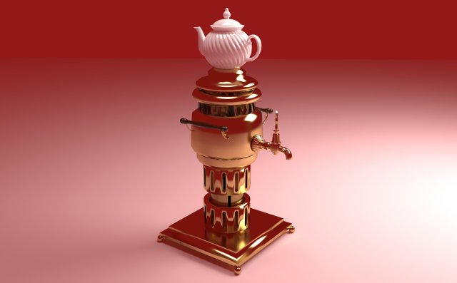 Brass Samovar 3D 模型 .c4d .max .obj .3ds .fbx .stl .blend 