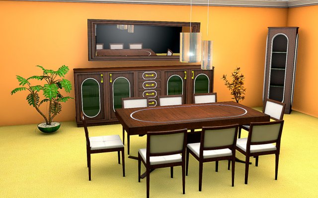 Dining Room Model 3D .c4d .max .obj .3ds .fbx .stl .blend 