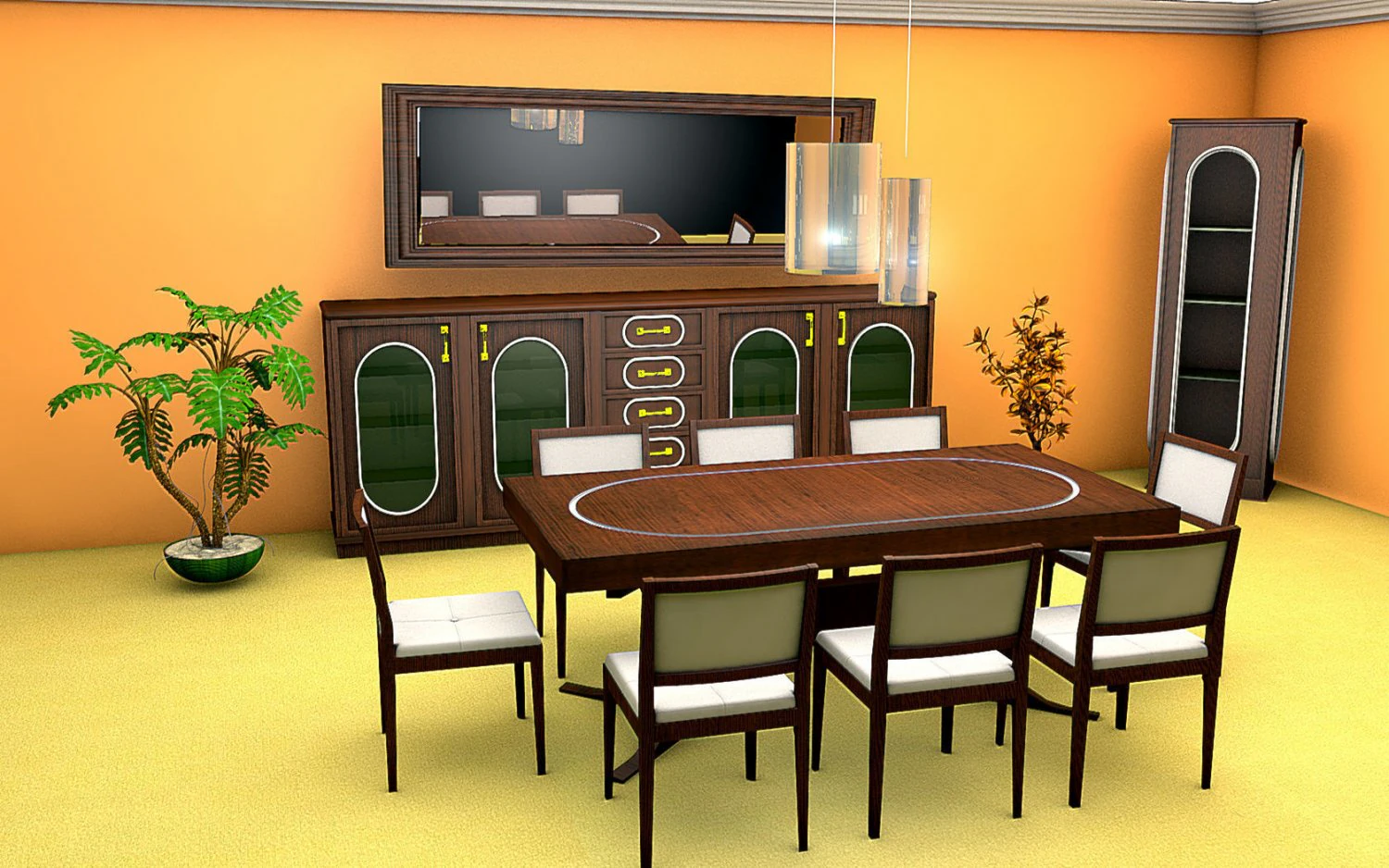 Dining Room 3D Model .c4d .max .obj .3ds .fbx .stl .blend 