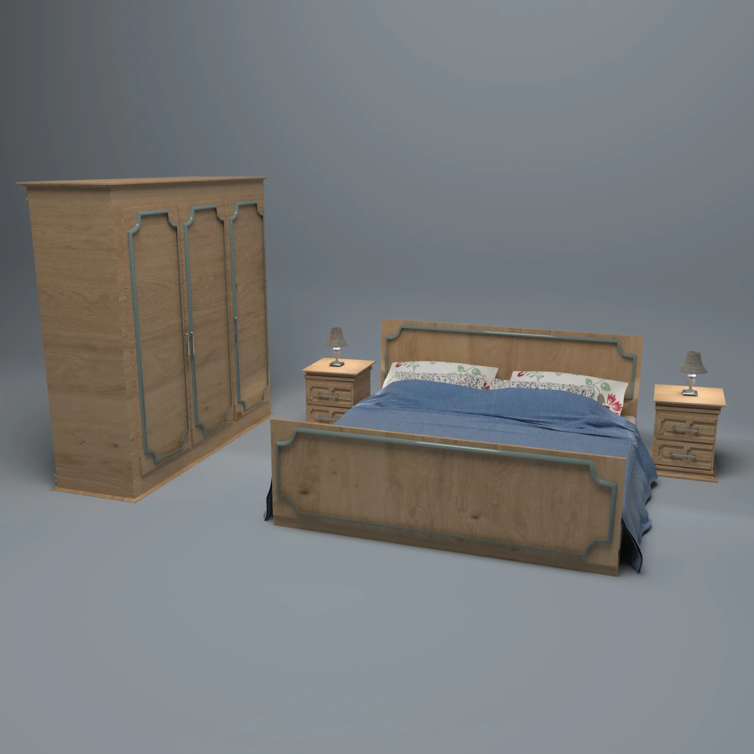 Schlafzimmer-Set 4K 3D Modell .c4d .max .obj .3ds .fbx .stl .blend 