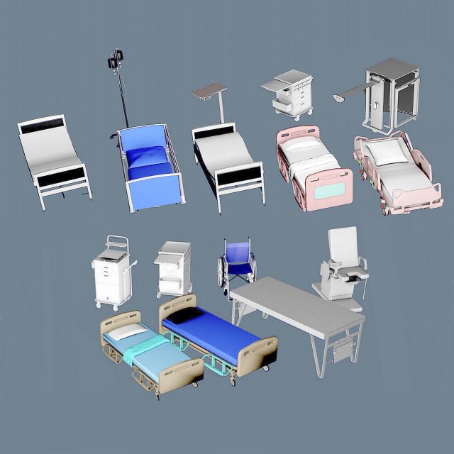 Hospital Goods Collection 3D Model .c4d .max .obj .3ds .fbx .stl .blend 