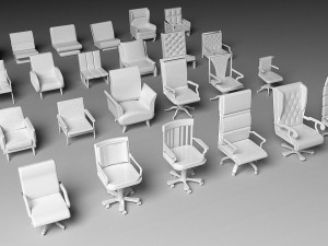 Armchair Pack - 24 Pieces 3D Model