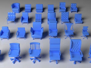 Armchair Pack - 24 Pieces 3D Model