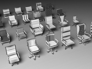 Armchair Pack - 24 Pieces 3D Model