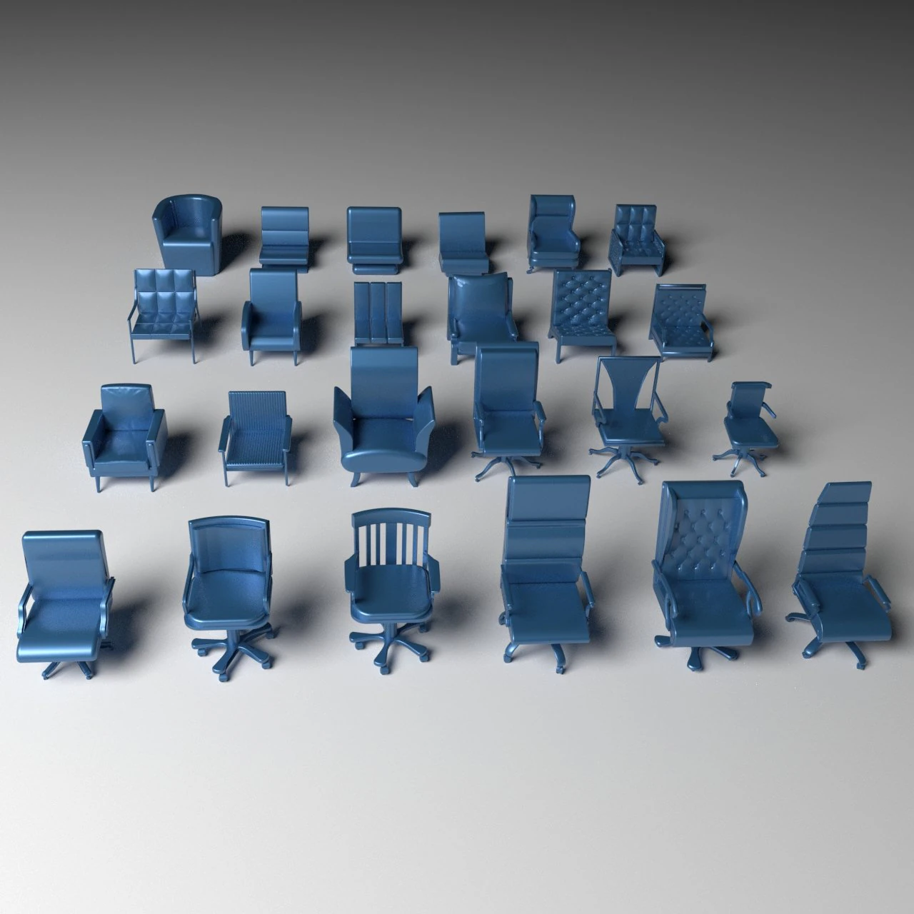 Armchair Pack - 24 Pieces 3D Model .c4d .max .obj .3ds .fbx .stl .blend