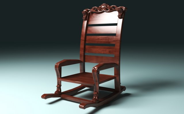 Rocking Chair 2 3D Model .c4d .max .obj .3ds .fbx .stl .blend 