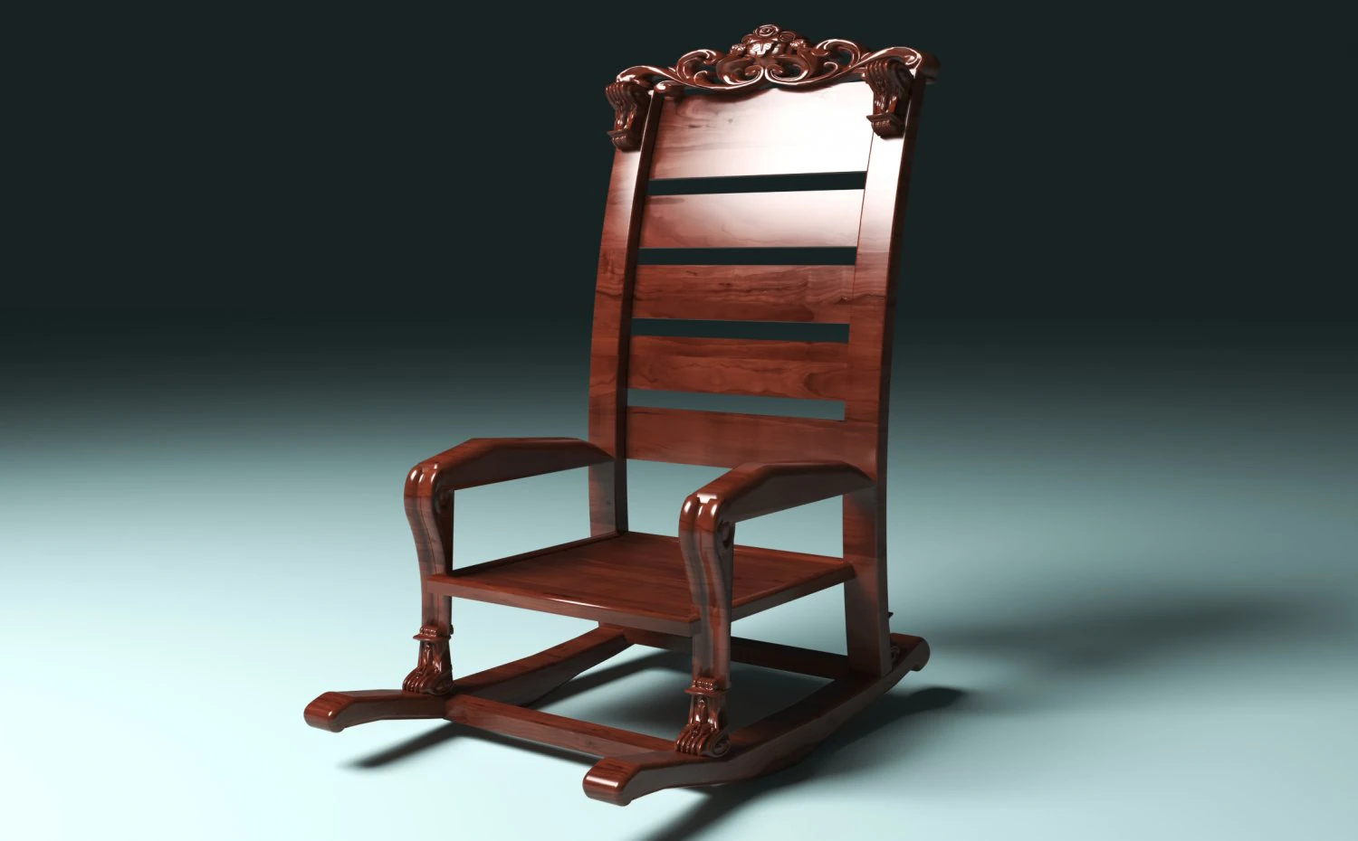 Rocking Chair 2 3D Model .c4d .max .obj .3ds .fbx .stl .blend