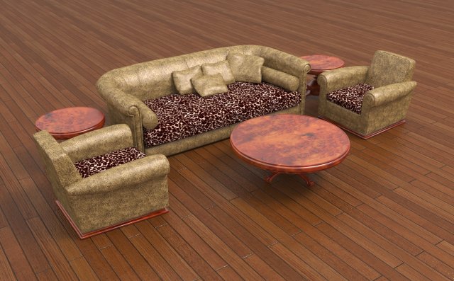 Living Room Set 3D Model .c4d .max .obj .3ds .fbx .stl .blend 