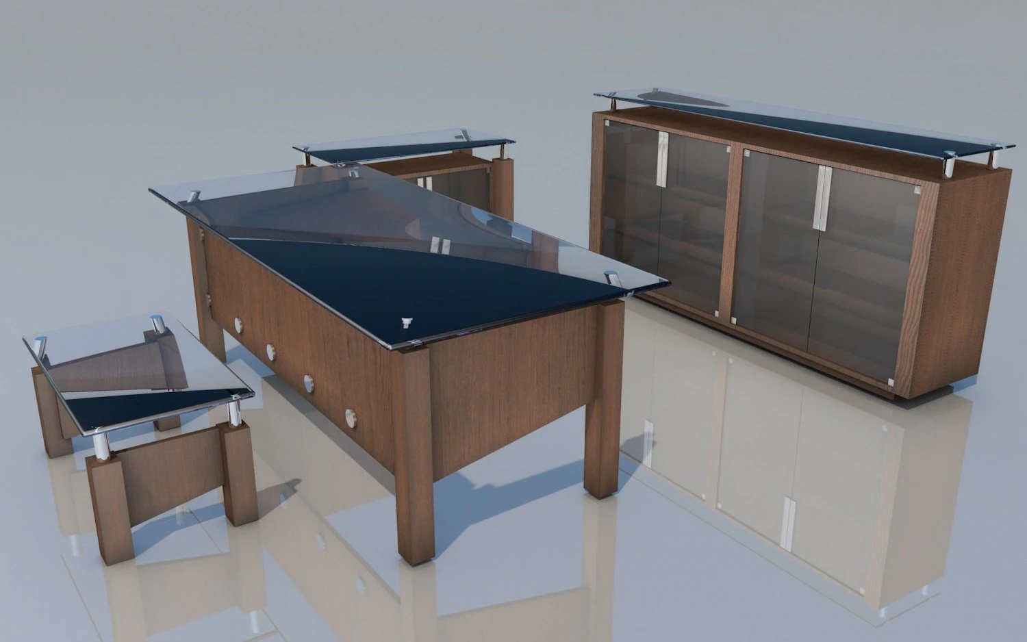 Office Set 3D Model .c4d .max .obj .3ds .fbx .stl .blend 