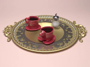 Coffee Service Tray 3D Model