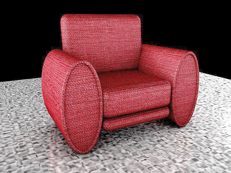 Plump Armchair 3D Model .c4d .max .obj .3ds .fbx .stl .blend