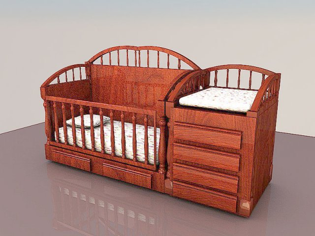 Baby Bed 3D Model .c4d .max .obj .3ds .fbx .stl .blend 