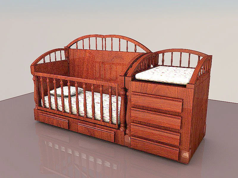 Baby Bed 3D Model .c4d .max .obj .3ds .fbx .stl .blend 