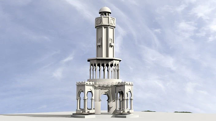 Izmir Clock Tower 3D Model .c4d .max .obj .3ds .fbx .stl .blend 