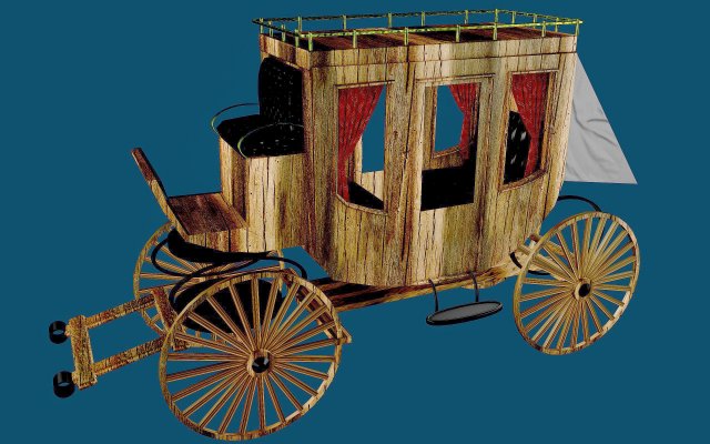 Western Wagon Modelo 3D .c4d .max .obj .3ds .fbx .stl .blend 