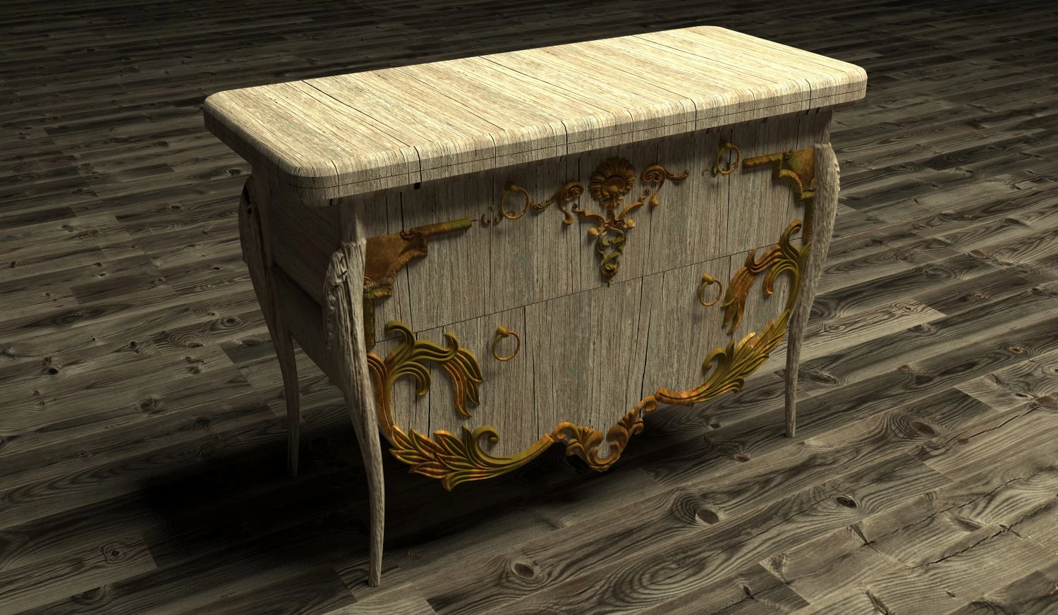 Antique Chest 3D Model .c4d .max .obj .3ds .fbx .stl .blend 