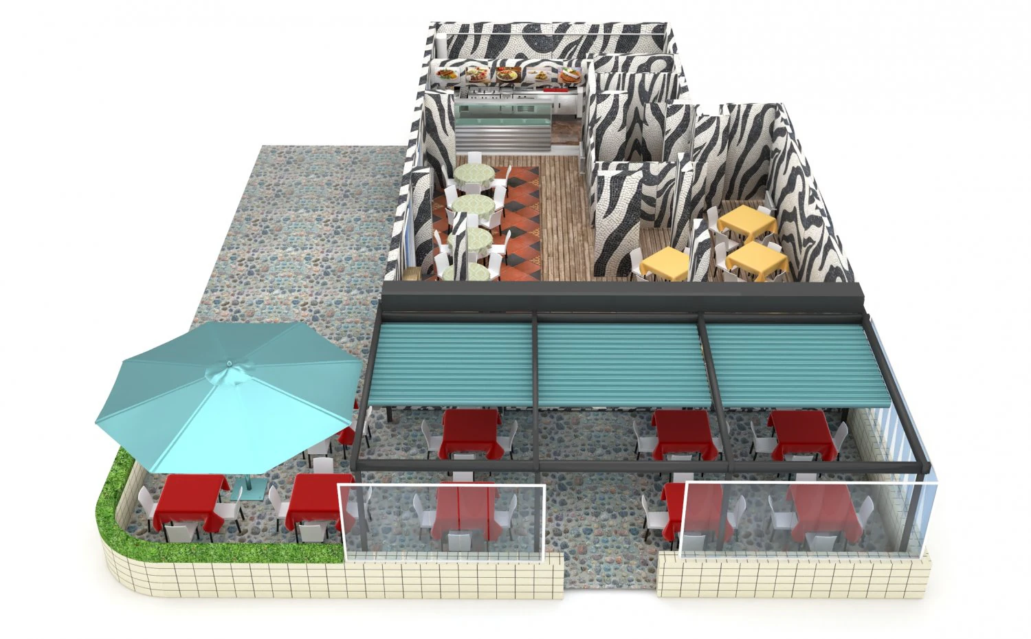 Zebra Restaurant 3D Model .c4d .max .obj .3ds .fbx .stl .blend 