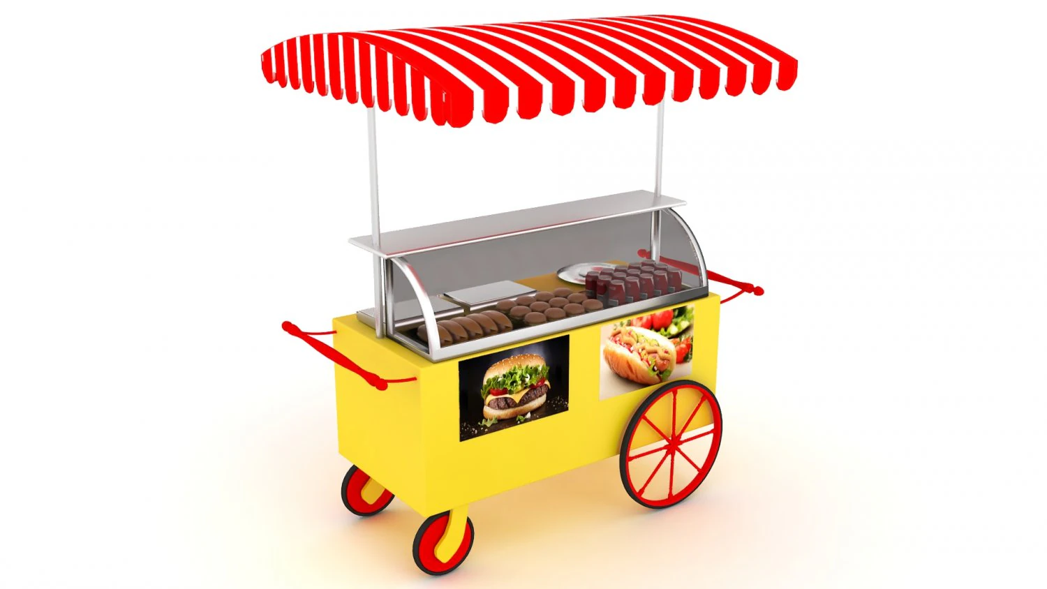 Fast Food Cart 3D Model .c4d .max .obj .3ds .fbx .stl .blend