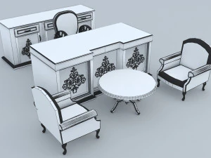 Classic Office Set 3D Model