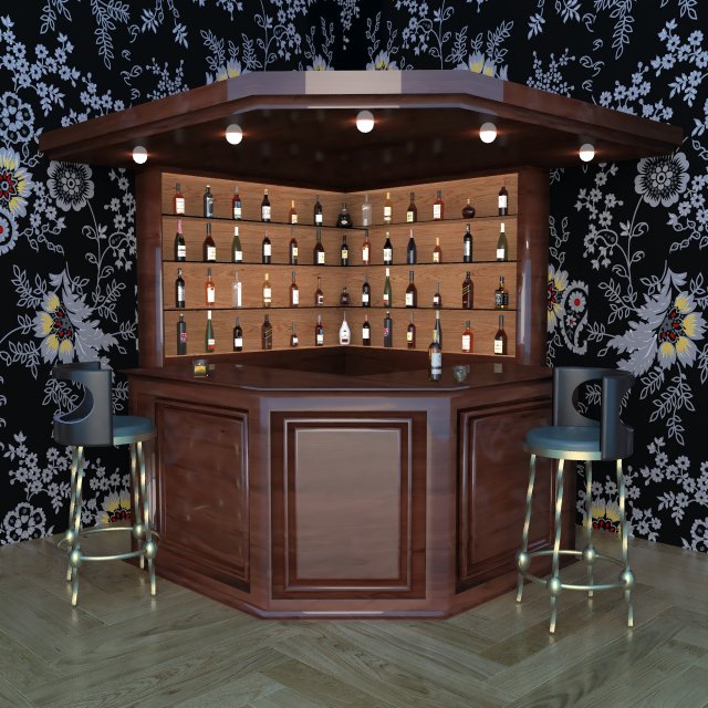 Corner Bar 3D 모델 .c4d .max .obj .3ds .fbx .stl .blend 