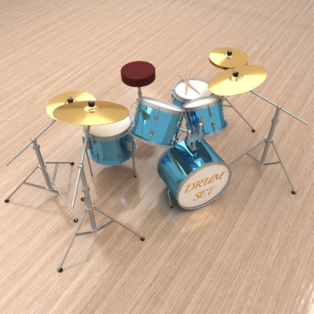 Drum Set 4K 3D Model .c4d .max .obj .3ds .fbx .stl .blend 