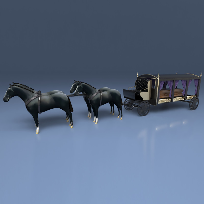 Funeral Carriage 3D Модель .c4d .max .obj .3ds .fbx .stl .blend 