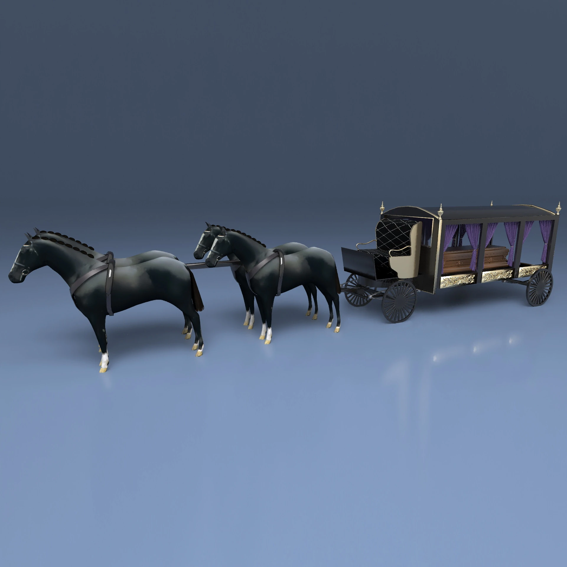Funeral Carriage 3D Model .c4d .max .obj .3ds .fbx .stl .blend 