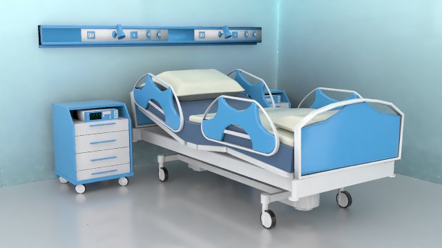 Hospital Room 3 3D Модель .c4d .max .obj .3ds .fbx .stl .blend 