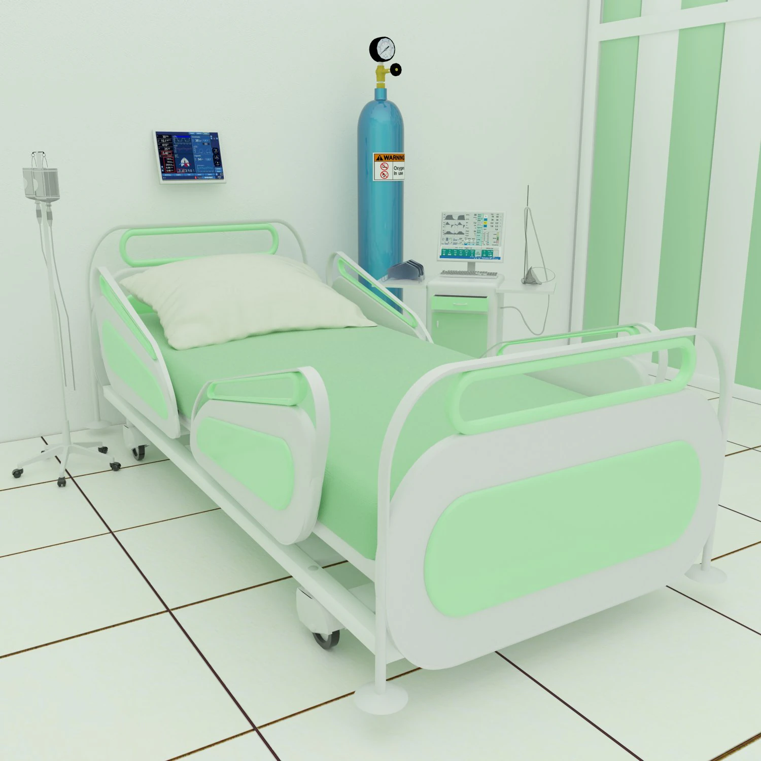 Intensive Care Unit 3 - 4K 3D Model .c4d .max .obj .3ds .fbx .stl .blend 