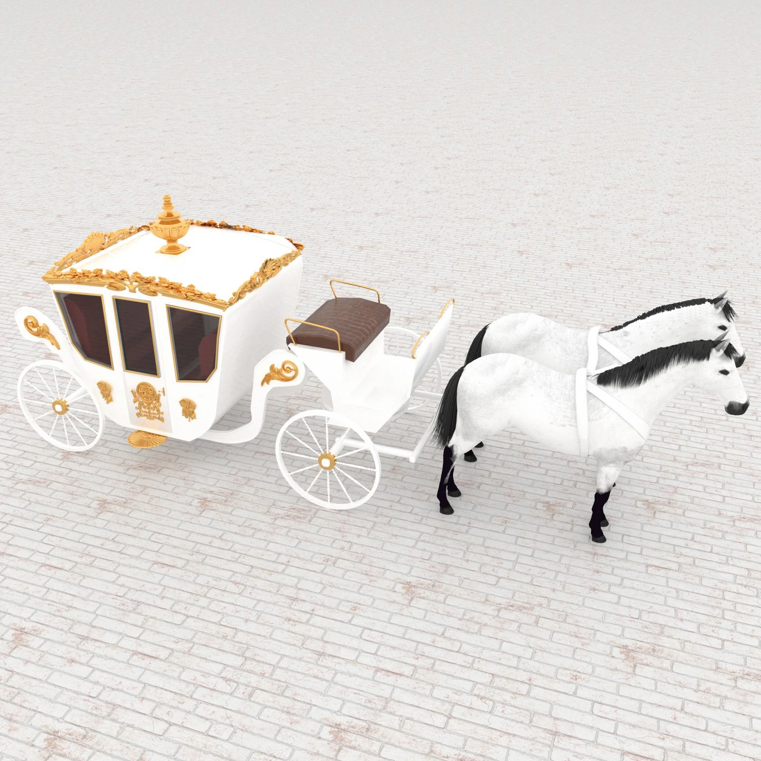 Royal Carriage 3D Model .c4d .max .obj .3ds .fbx .stl .blend 