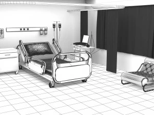 Hospital Room 4 - 4K 3D Model