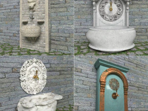 Collezione di fontane a muro 4K Modello 3D