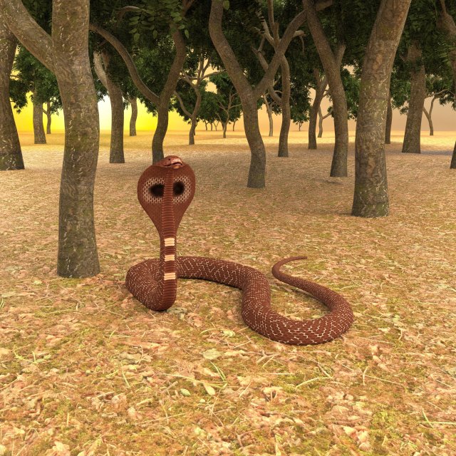 Spectacled Cobra 4K 3D Модель .c4d .max .obj .3ds .fbx .stl .blend 