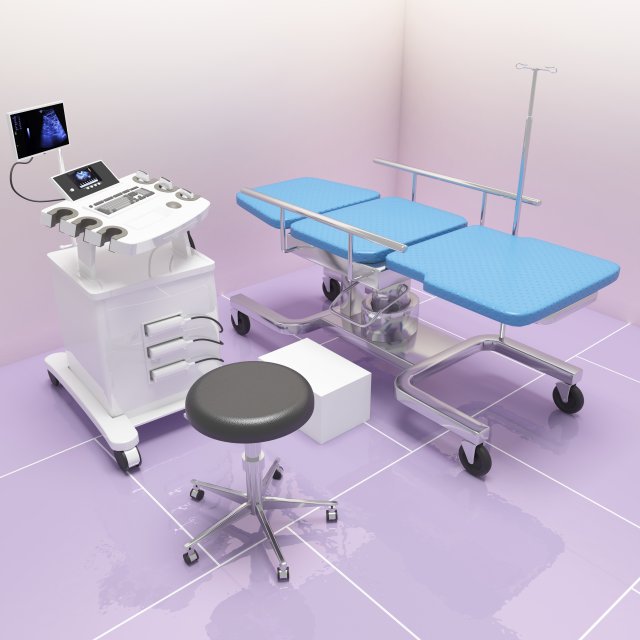 Ultrasound Room 3 - 4K 3D Model .c4d .max .obj .3ds .fbx .stl .blend 