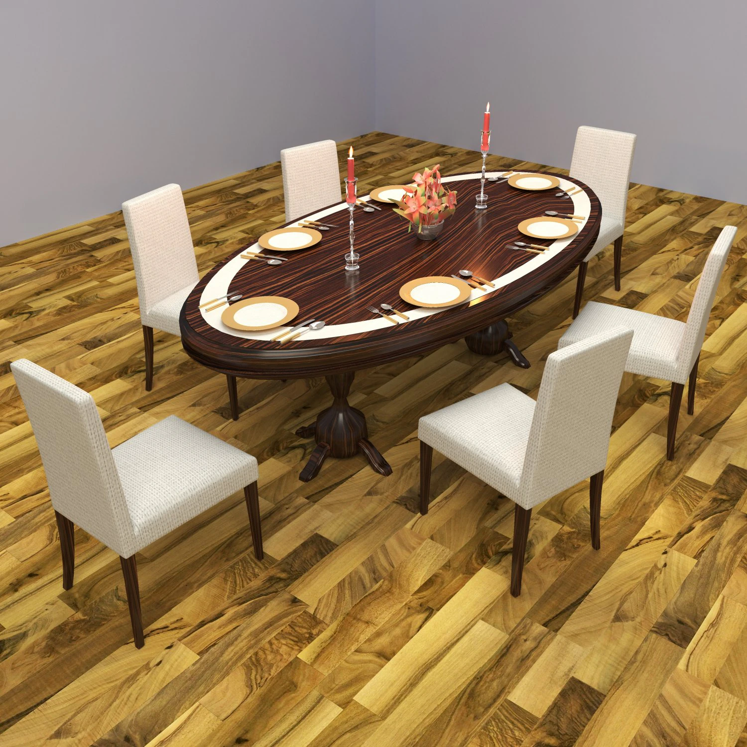 Dinner Table 4K 3D Model .c4d .max .obj .3ds .fbx .stl .blend 