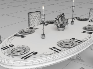 Dinner Table 4K 3D 모델