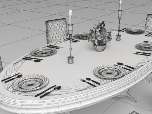 Dinner Table 4K 3D Model