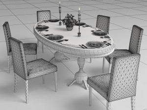 Dinner Table 4K 3D 모델