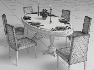 Dinner Table 4K 3D Model