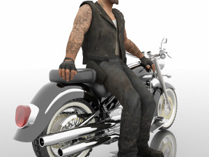 Chopper Biker 4K 3D Model