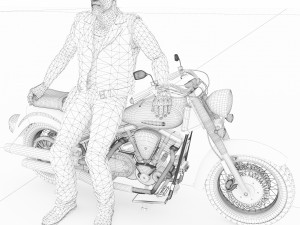 Chopper Biker 4K 3D Model