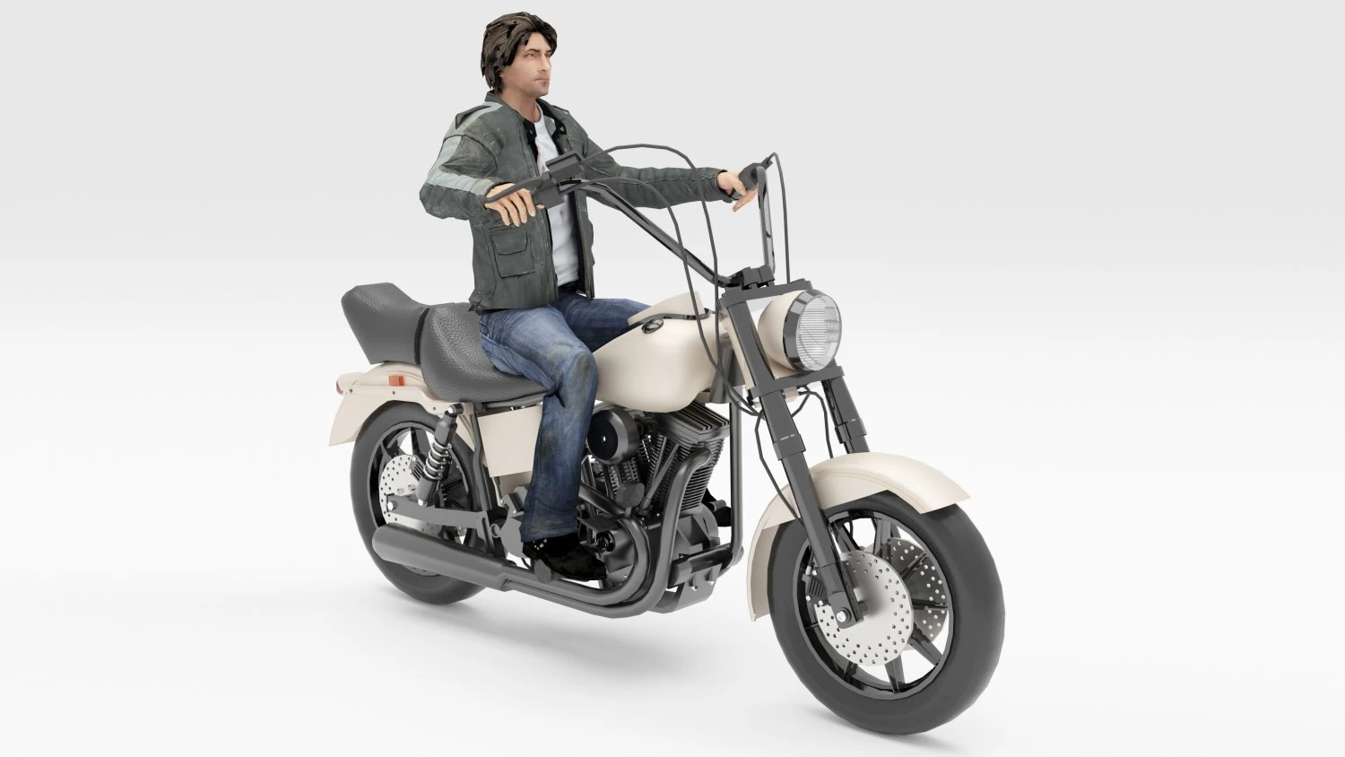 Chopper Biker 2 3D Model .c4d .max .obj .3ds .fbx .stl .blend 