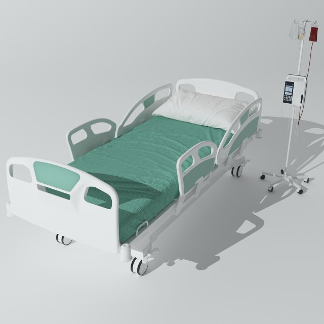 Intensive Care Bed 3 3D Model .c4d .max .obj .3ds .fbx .stl .blend 