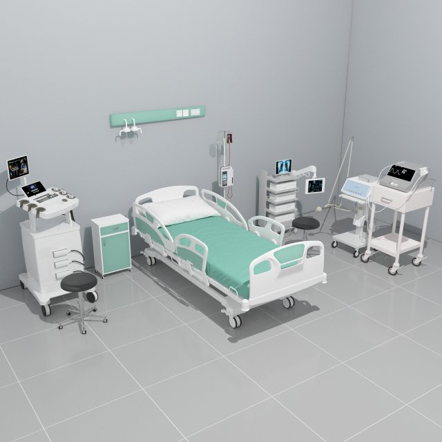 Intensive Care Unit 4 - 4K Modello 3D .c4d .max .obj .3ds .fbx .stl .blend