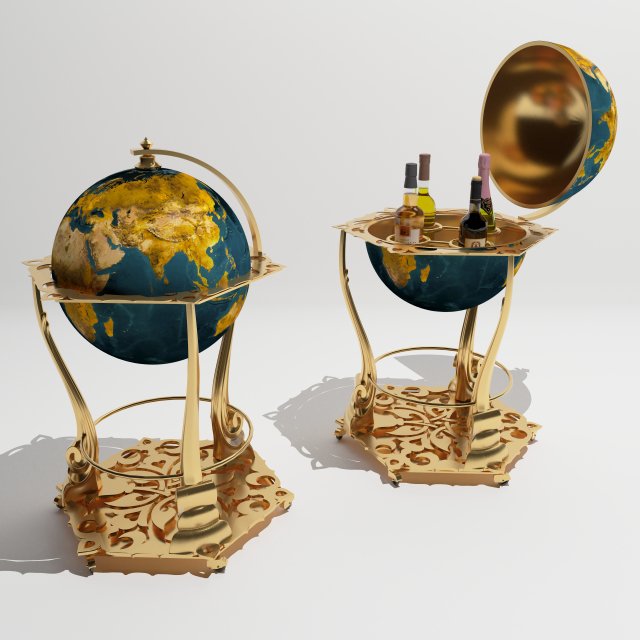 Globe Cart 4K Model 3D .c4d .max .obj .3ds .fbx .stl .blend 