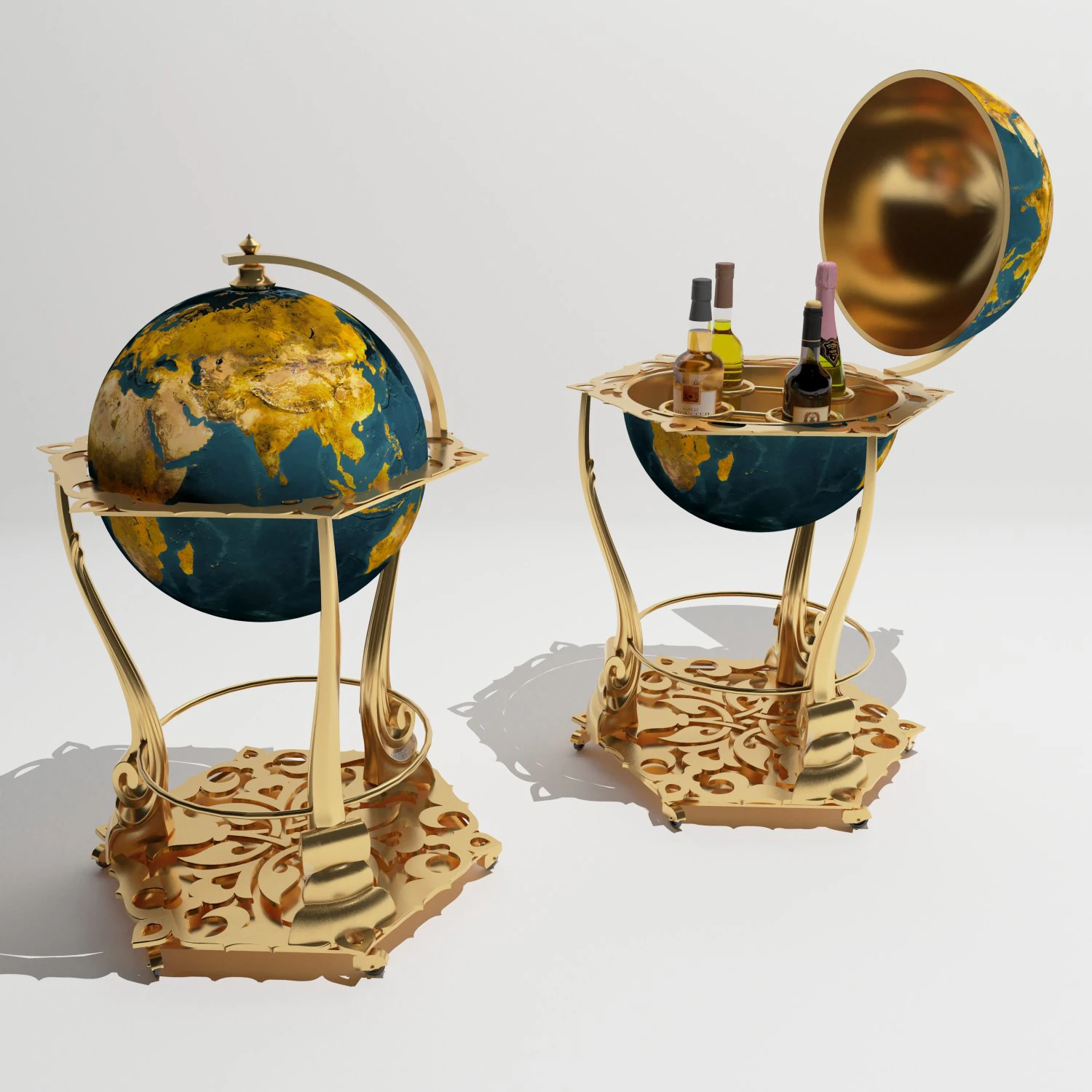Globe Cart 3D Model .c4d .max .obj .3ds .fbx .stl .blend