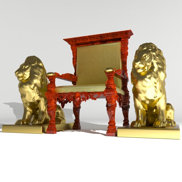 King Throne 7 - 4K Modello 3D .c4d .max .obj .3ds .fbx .stl .blend 