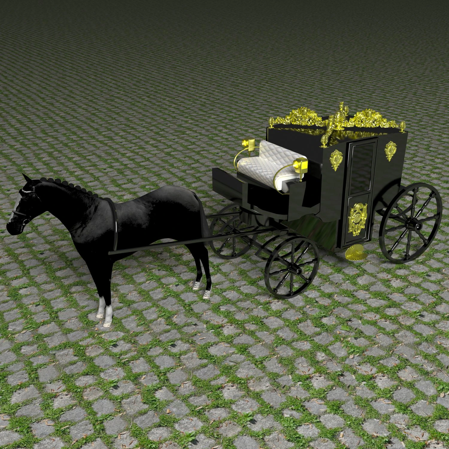 Vintage Carriage 4K 3D Model .c4d .max .obj .3ds .fbx .stl .blend