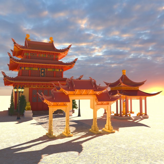Pagoda 4K 3D Модель .c4d .max .obj .3ds .fbx .stl .blend