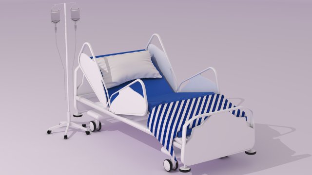 Hospital Bed 2 - 4K 3D Model .c4d .max .obj .3ds .fbx .stl .blend 